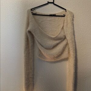 Kendall & Kylie Cropped Furry Sweater